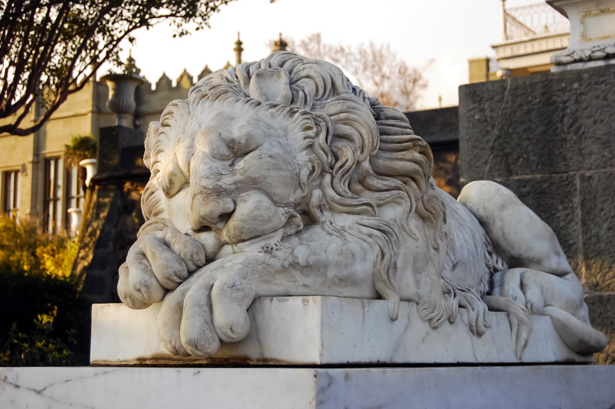 Один из шести львов, встречающих гостей shutterstock.com