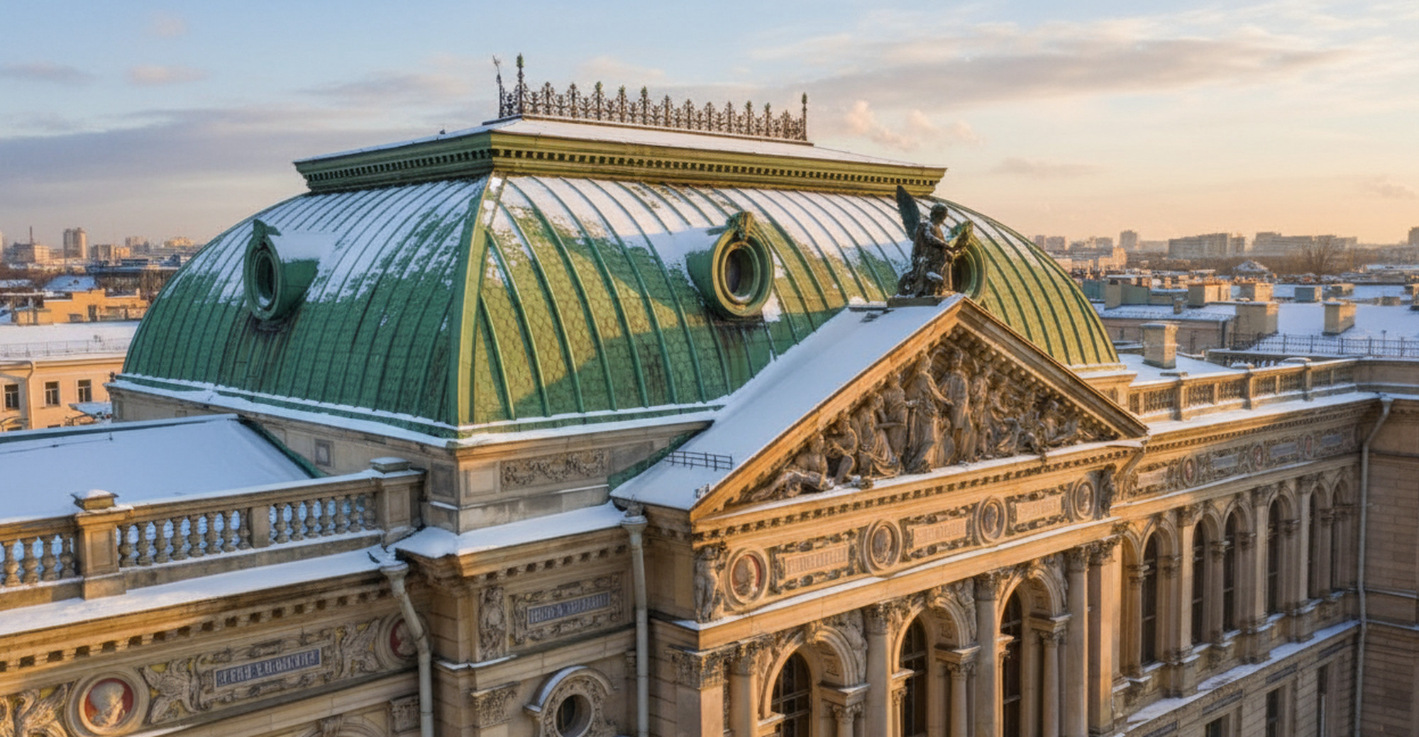 На крыше знаменитой Академии Штиглица в Петербурге