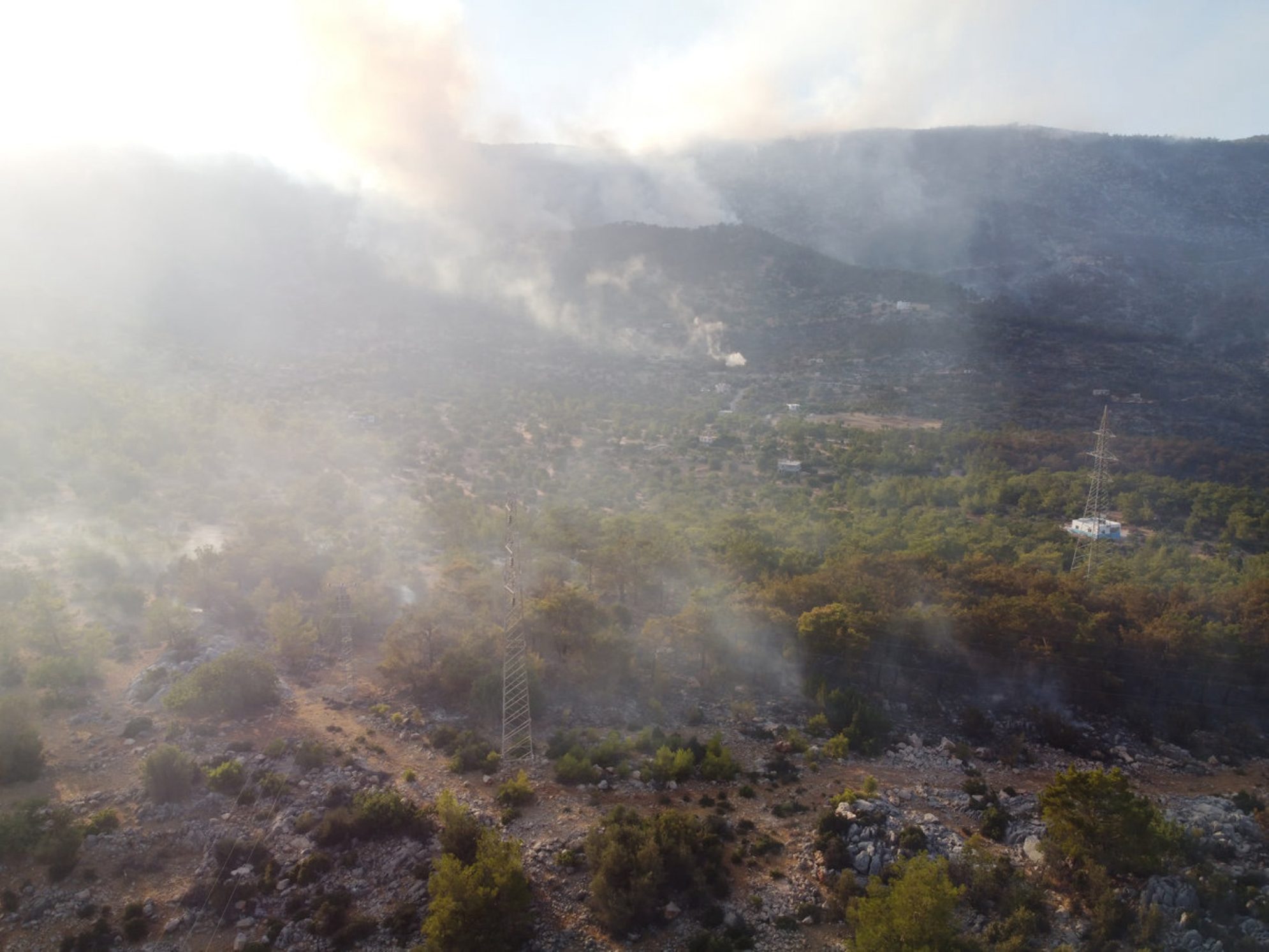 Летние лесные пожары в Турции. Дым от лесного пожара в долине недалеко от Богсака, провинция Мерсин. Источник: shutterstock.com