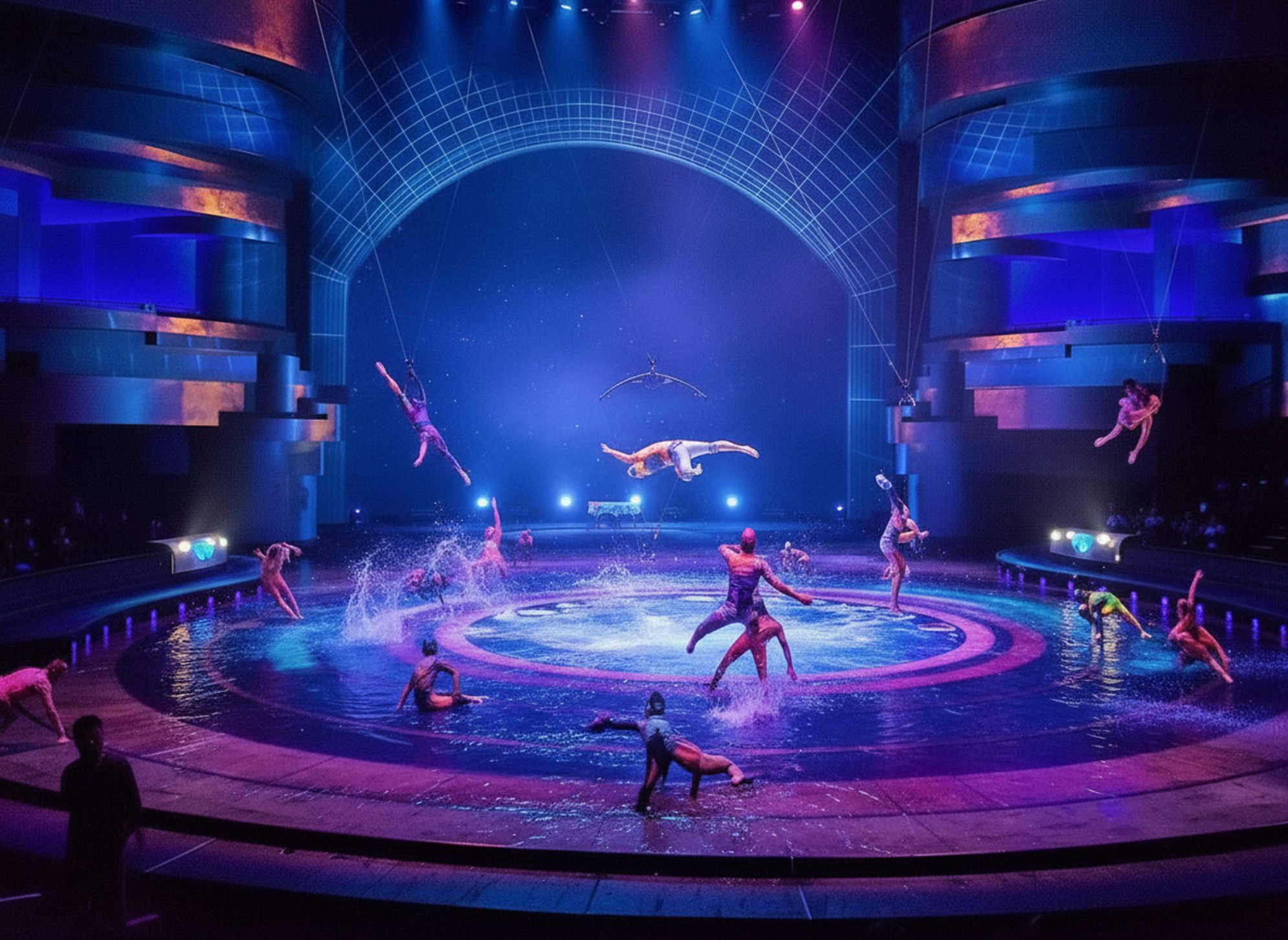 Артисты активно используют воду во время выступления, это особенность и фишка шоу