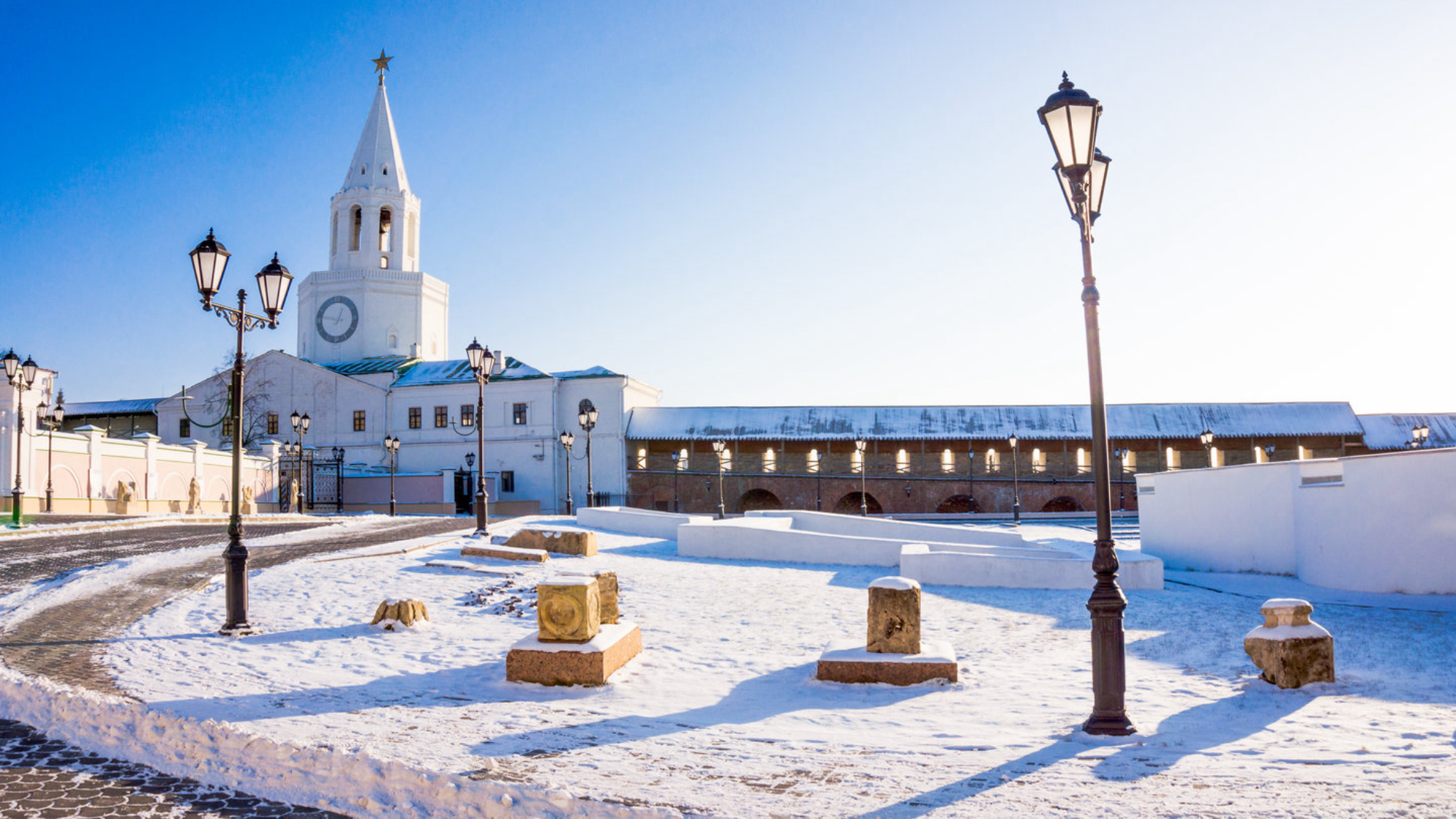 Казанский кремль зимой. Республика Татарстан, Россия. Источник: Shutterstock