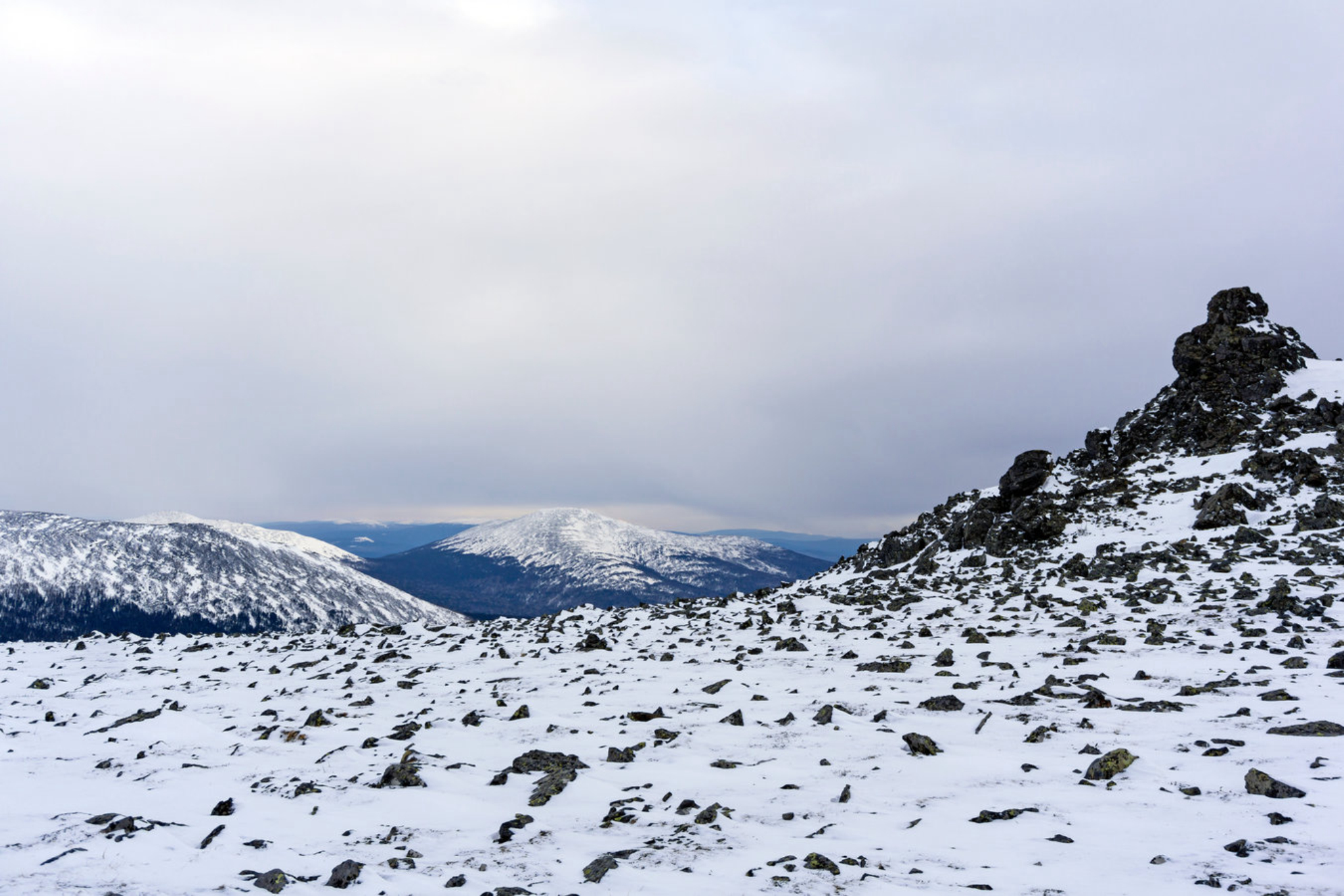 Альпийский ландшафт Уральского хребта на севере Свердловской области зимой. Источник: Shutterstock