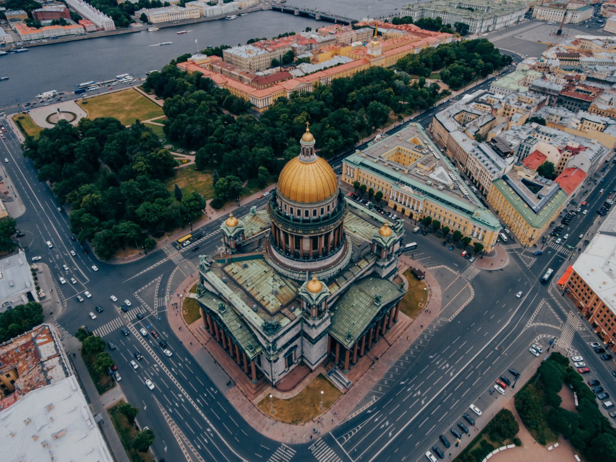 Вид сверху на Исаакиевскую площадь, Санкт-Петербург