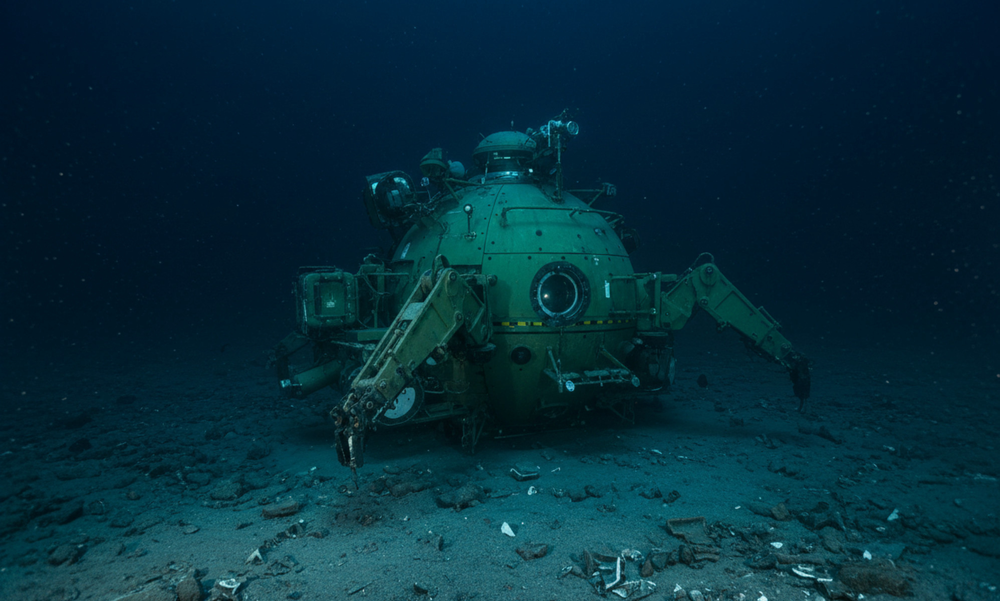 Примерный вид батискафа, опустившегося на морское дно