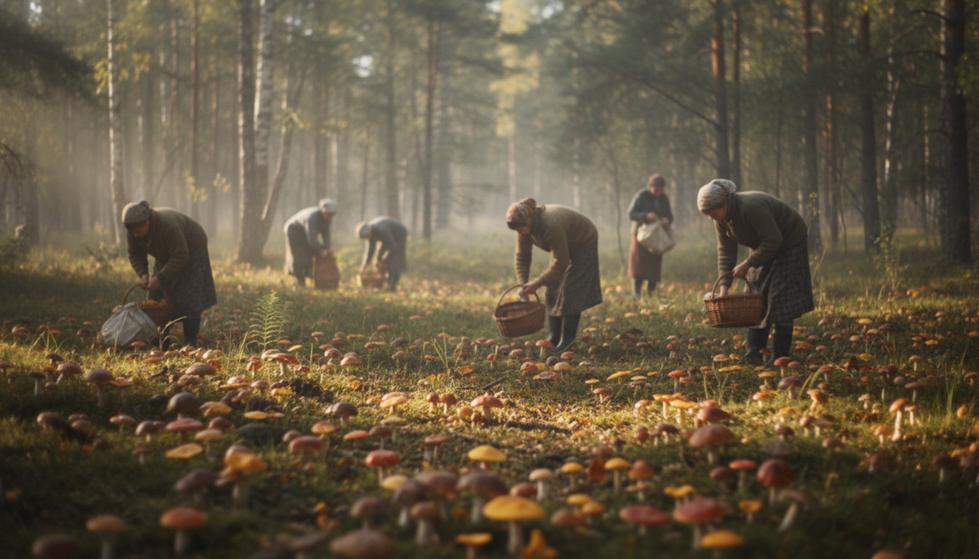 Поляны обычно, конечно, не такие грибные, но грибов действительно много.