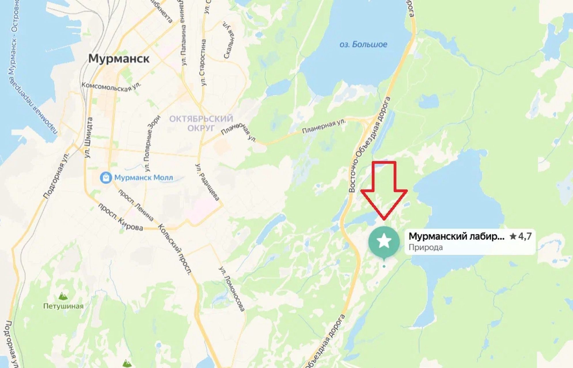 Мурманский лабиринт на карте – совсем рядом с городом. Автор фото: Андрей Афанасьев